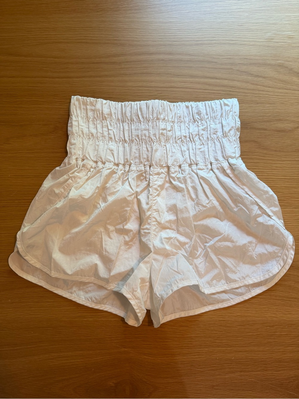 Free People Way Home White High-Waist Smocked Shorts